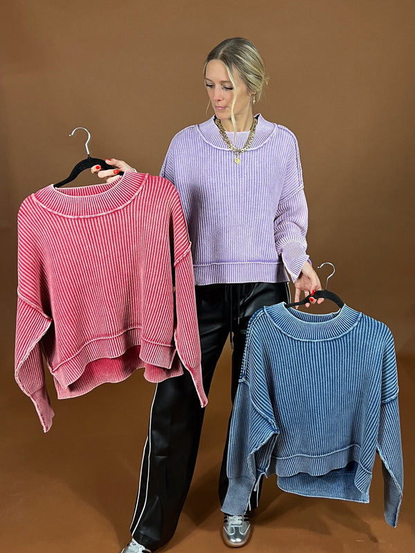Washed Cropped Sweater