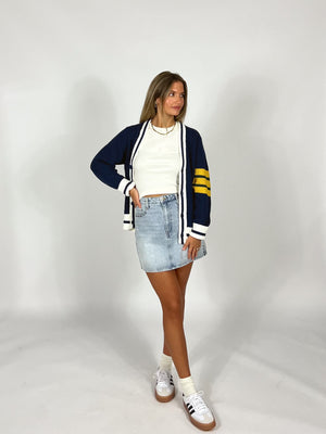 Navy Varsity Cardigan