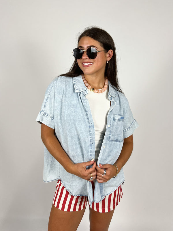 Minnie Oversize Denim Button Up