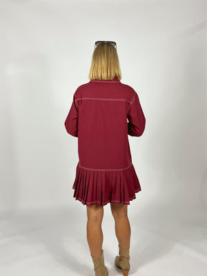 Crimson Case Pleated Dress