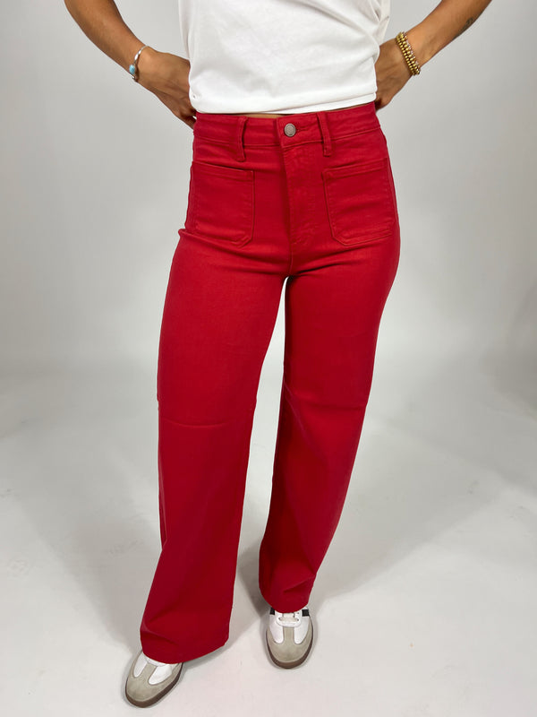 Patch Pocket Red Jeans