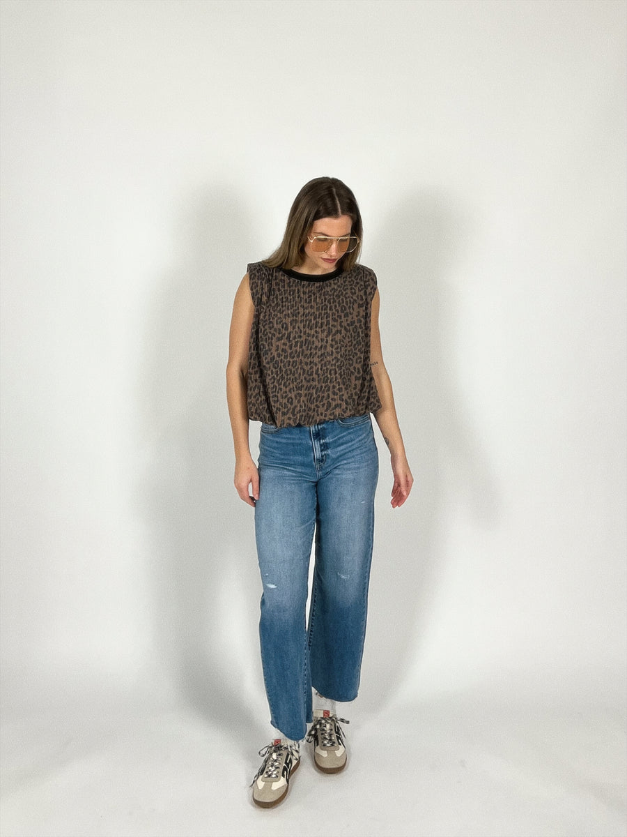 Bubble Hem Leopard Top