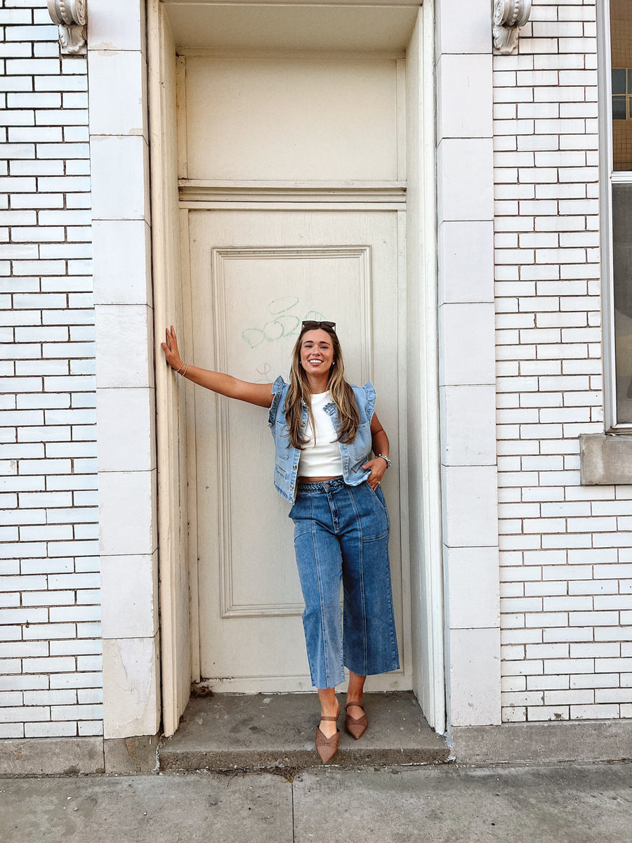 Rue Ruffle Sleeve Denim Vest