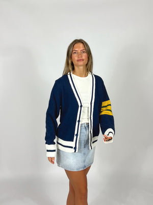 Navy Varsity Cardigan