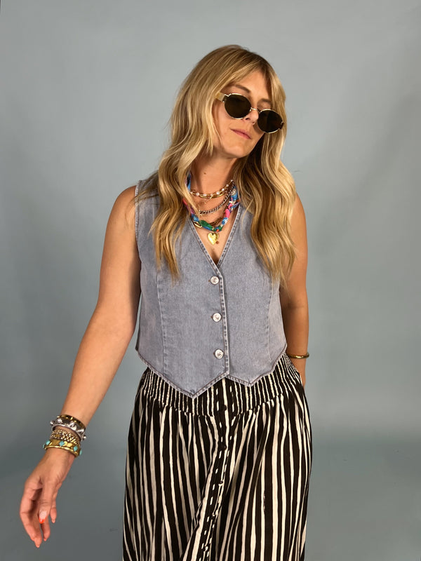 Doing Something Right Denim Vest
