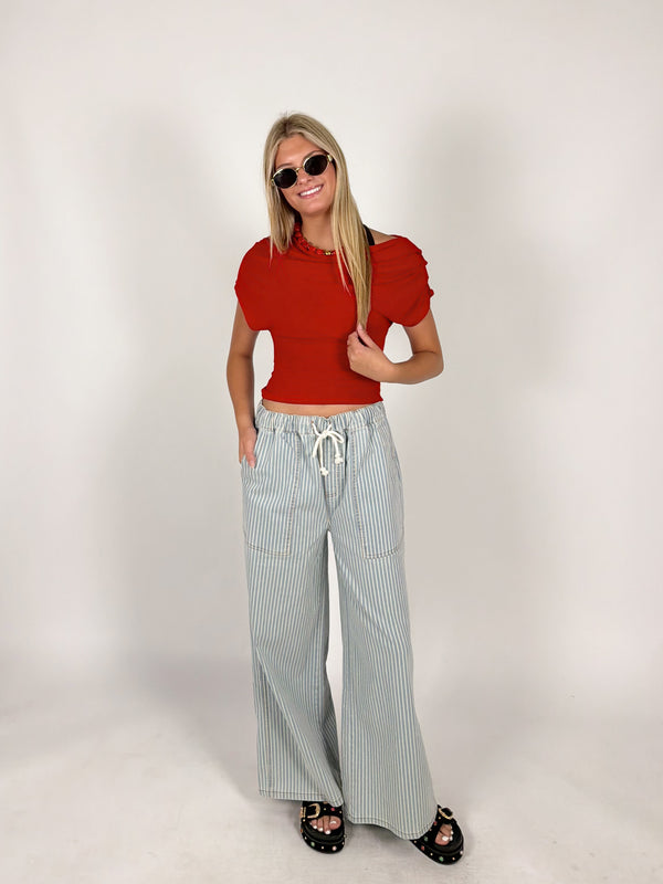 Railroad Stripe Wide Leg Pants