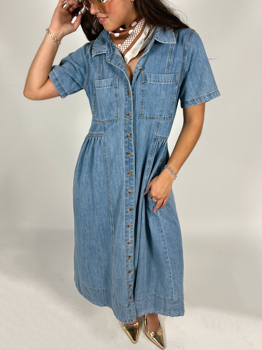 Collins Denim Midi Dress