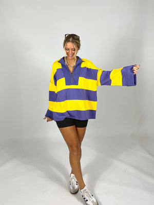 Big Leagues Striped Half Zip