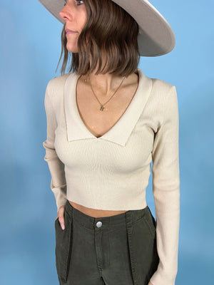 Piper Collared Ribbed Top