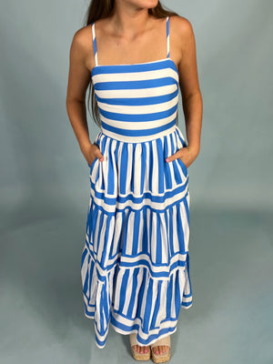Blue Striped Maxi Dress
