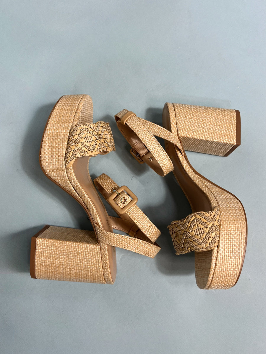 Amari Raffia Ankle Strap Heel