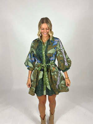Full Bloom Belted Mini Dress