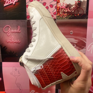 Rooney Red & White Snake Sneakers