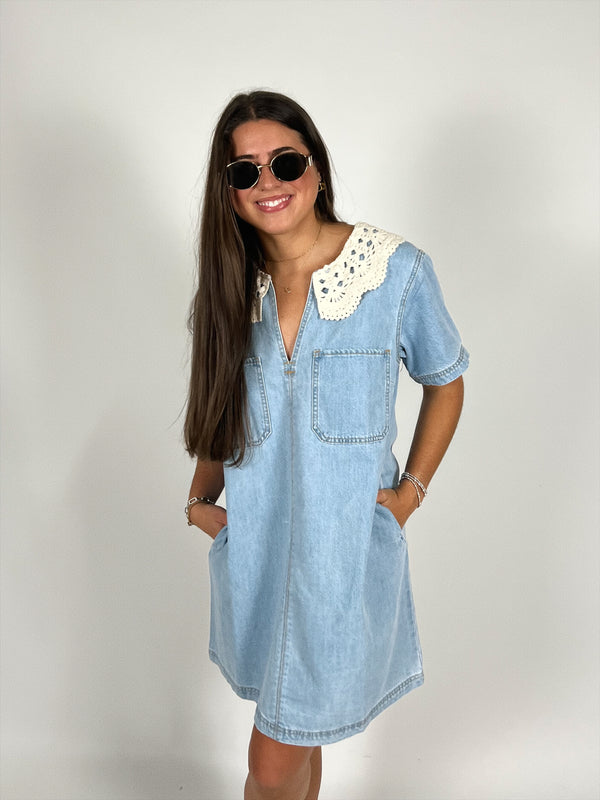 Sunday Crochet Collar Dress