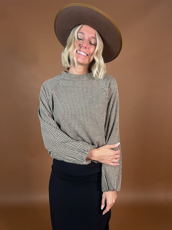 Avery Striped Mock Neck Top