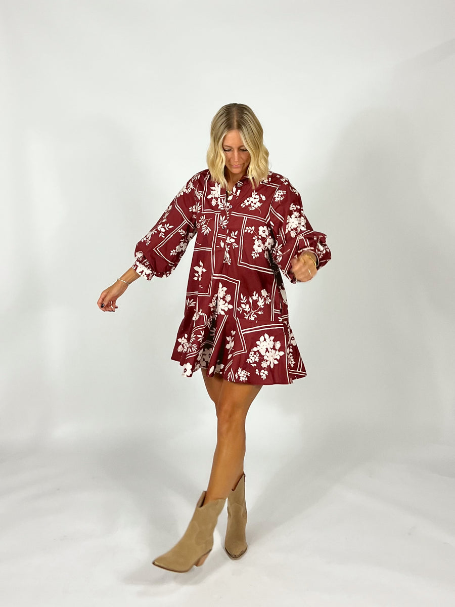 Petal Grid Button Up Dress