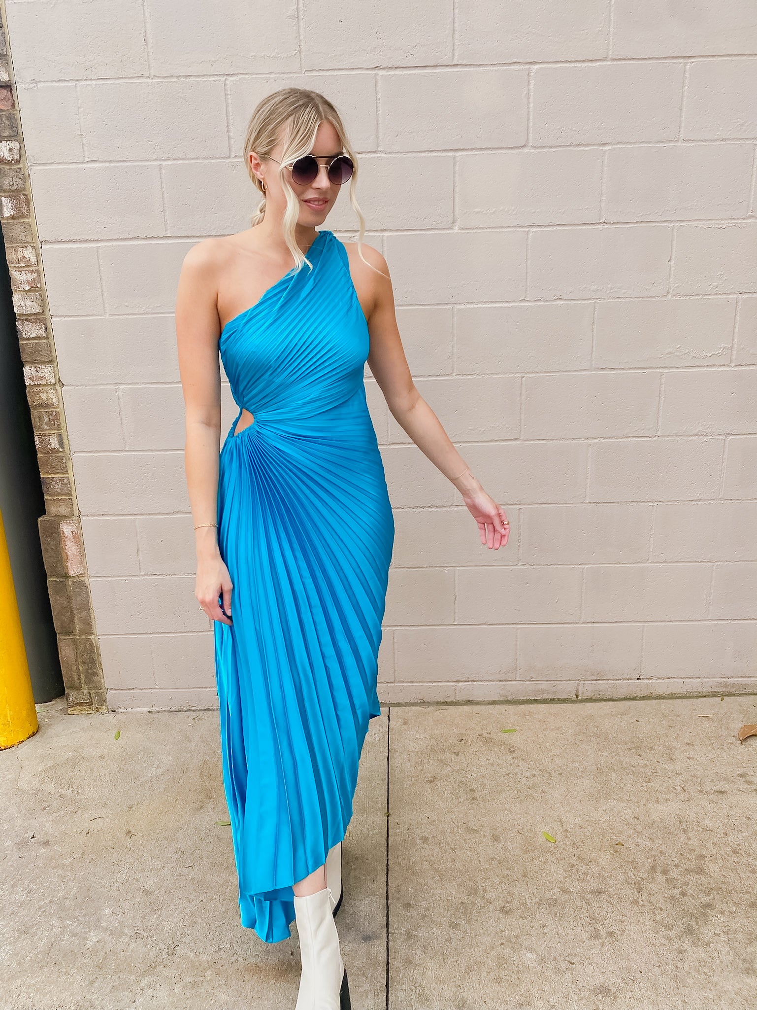 Jewel Pleated One Shoulder Dress - ShopFringeClothing.com Jewel Pleated One Shoulder Dress - ShopFringeClothing.com