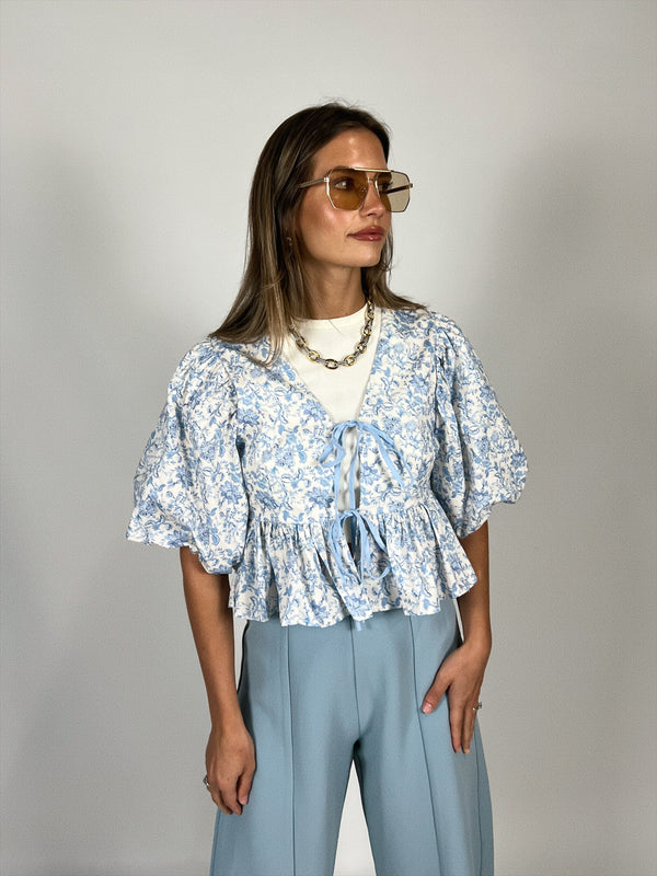 Soft Skies Puff Sleeve Top
