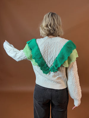 Ruffled Cable Knit Sweater