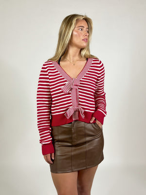 Bowed Up Stripe Cardigan