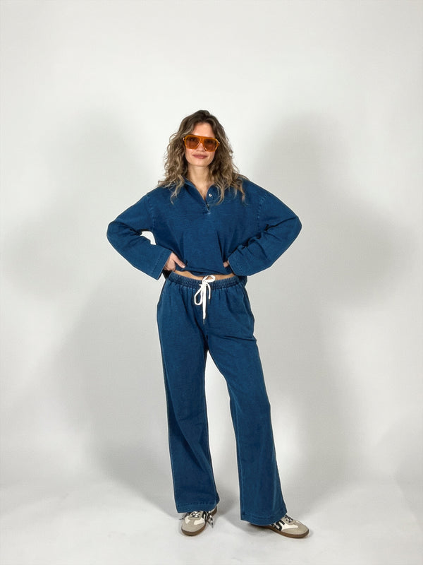 Washed Denim Knit Set