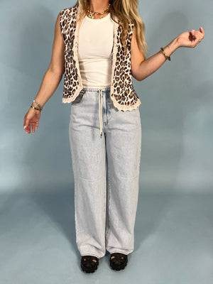 Lala Leopard Print Knit Vest