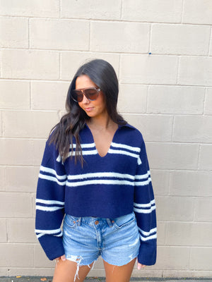 Stella Stripe Crop Collar Sweater