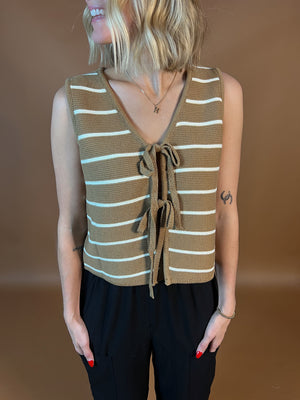 Mariah Stripe Tie Front Tank