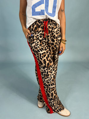 Side Lined Leopard Track Pants