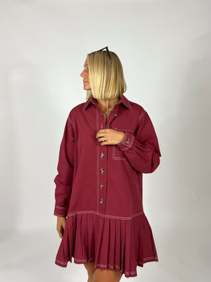 Crimson Case Pleated Dress