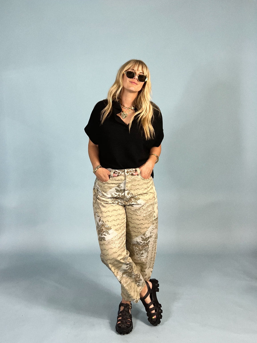 Parker Printed Barrel Jeans