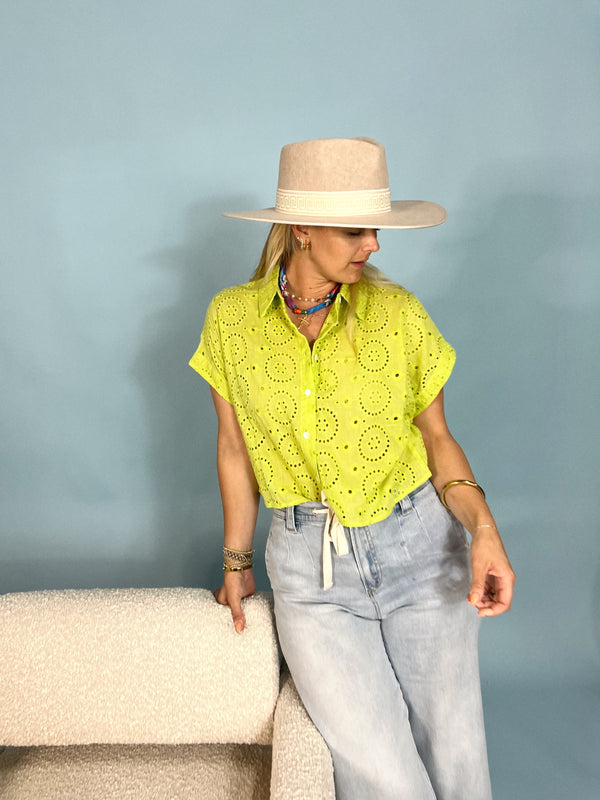 Love You Matcha Eyelet Top