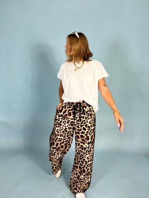 Side Lined Leopard Track Pants