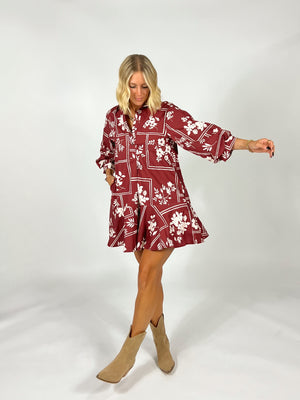 Petal Grid Button Up Dress