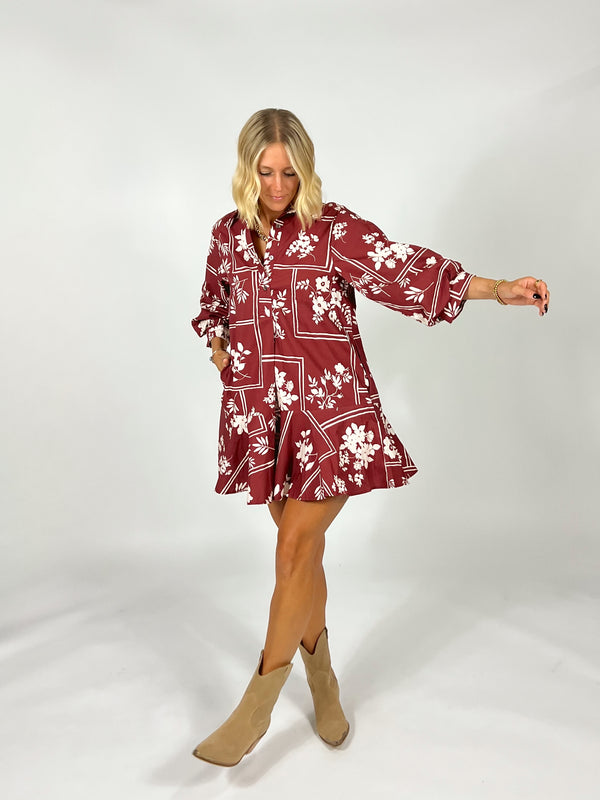 Petal Grid Button Up Dress