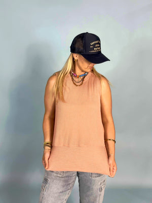 Cloudy Round Neck Ribbed Tank