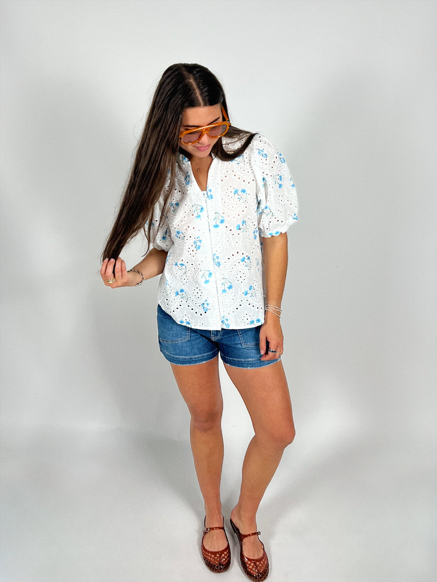 Violets Are Blue Eyelet Top