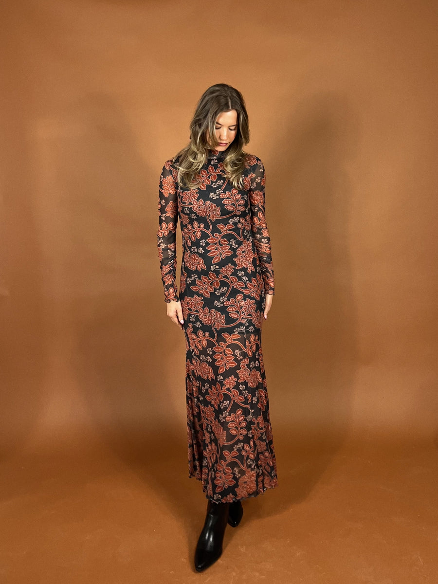 Charlie Rust Mesh Dress