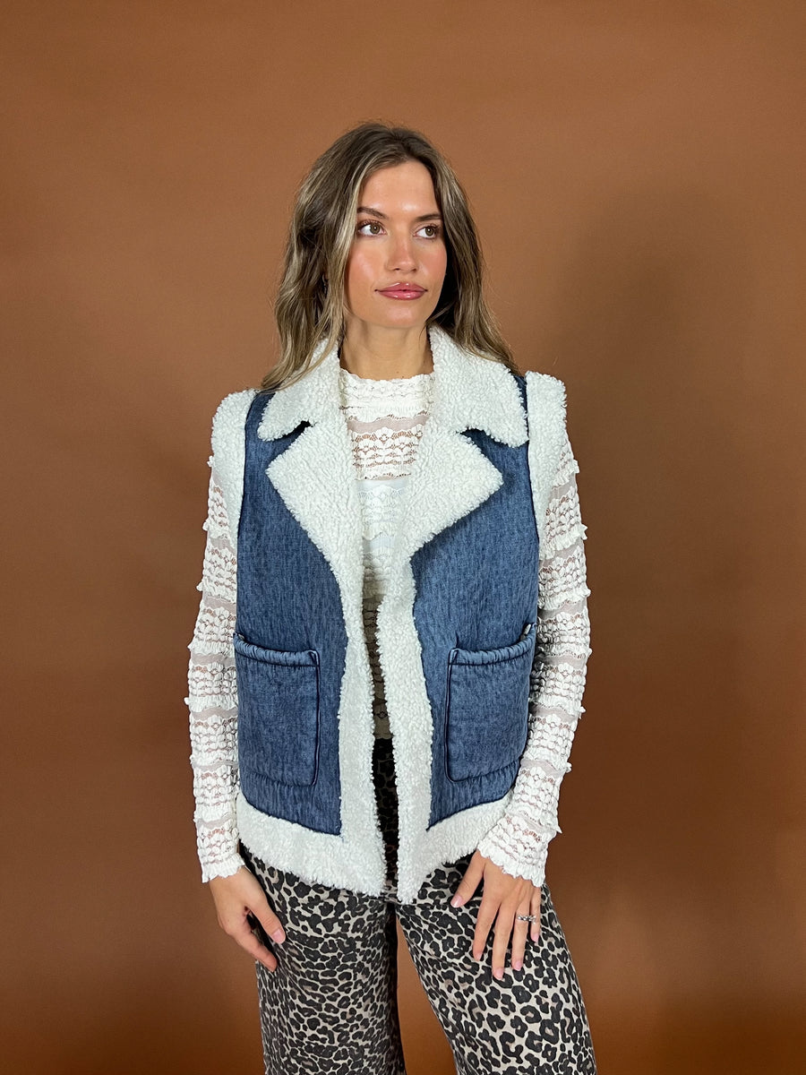 Sawyer Sherpa Denim Vest