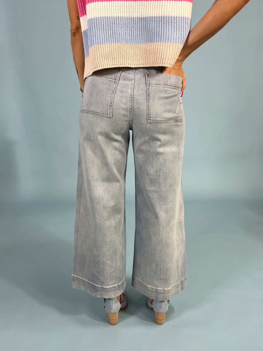 Lola Tie Front Washed Denim