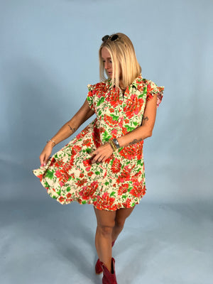 Garden Gazette Ruffle Sleeve Mini