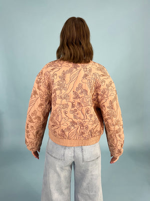 Embroidered Puffed Bomber Jacket