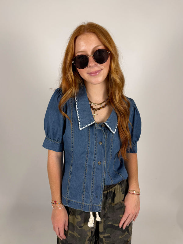Sweet Caroline Collared Top
