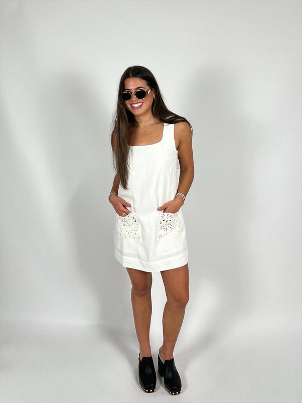 Eyelet Pocket Linen Dress