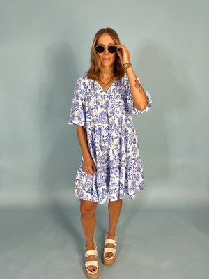 Blue Wave Printed Dress