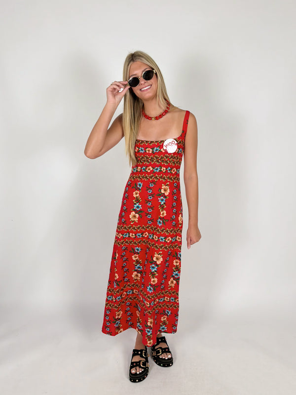 Sofia Red Floral Dress