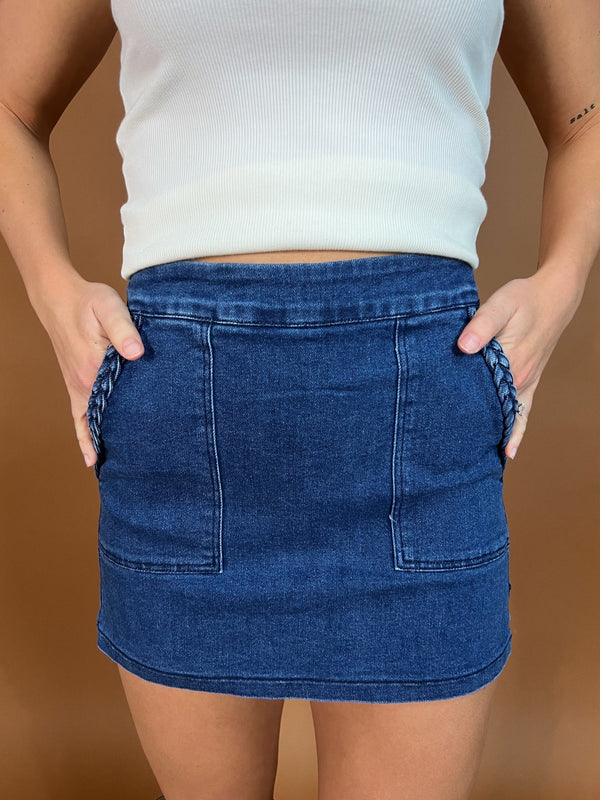 Twisted Denim Mini Skirt
