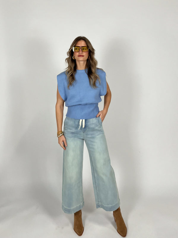 Lola Tie Front Washed Denim