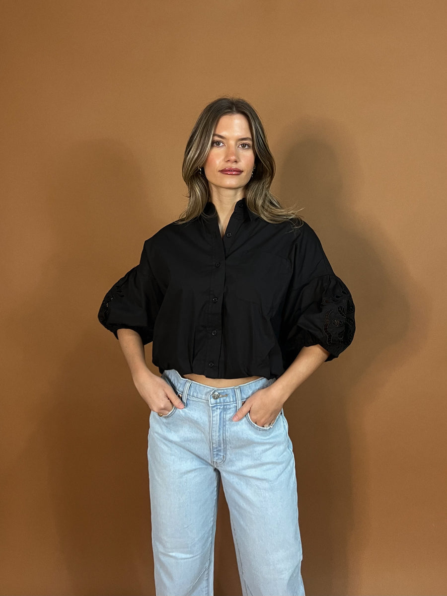 Olivia Crop Button Up Top