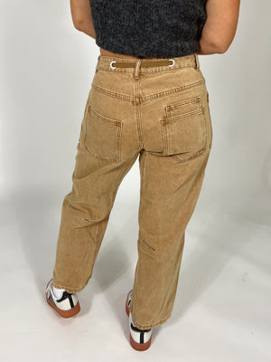 Tan Utility Barrel Leg Pant